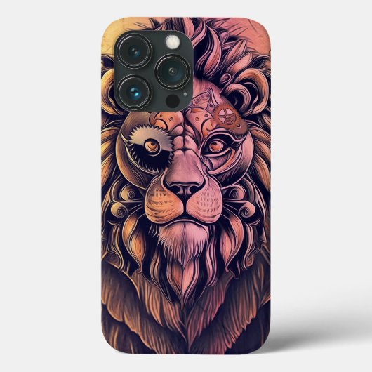 Steampunk-kleurenverloop Rustische lion Case-Mate iPhone Case (Achterkant)