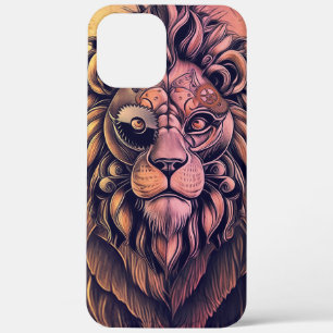 Steampunk-kleurenverloop Rustische lion iPhone 12 Pro Max Hoesje