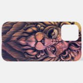 Steampunk-kleurenverloop Rustische lion iPhone Hoesje (Achterkant horizontaal)