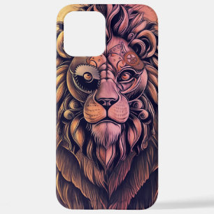 Steampunk-kleurenverloop Rustische lion iPhone 12 Pro Max Hoesje