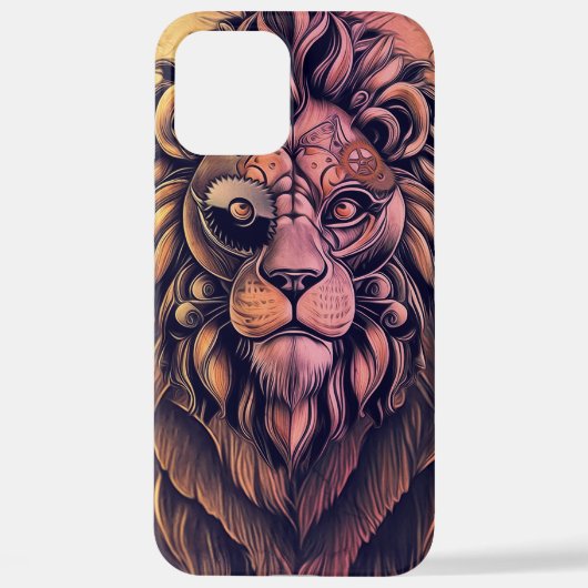 Steampunk-kleurenverloop Rustische lion iPhone Hoesje (Achterkant)