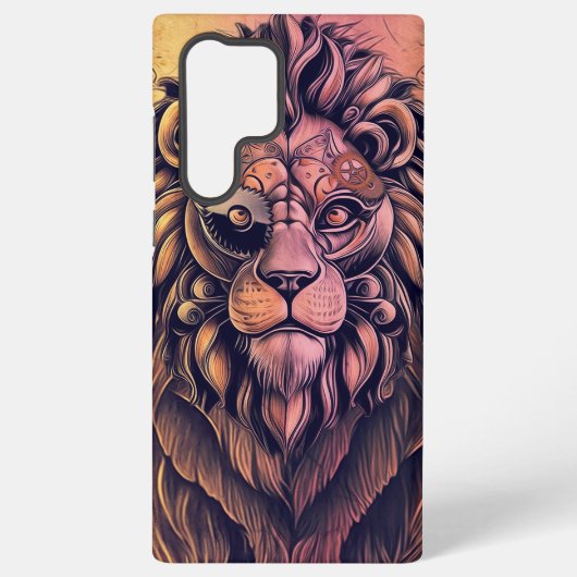 Steampunk-kleurenverloop Rustische lion Samsung Galaxy Hoesje (Achterkant)