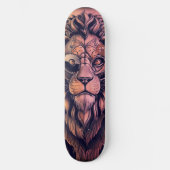 Steampunk-kleurenverloop Rustische lion Skateboard (Voorkant)