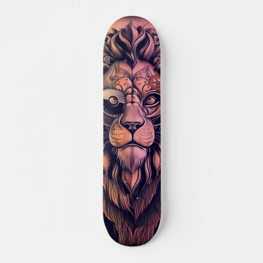 Steampunk-kleurenverloop Rustische lion Skateboard (Voorkant)