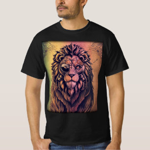 Steampunk-kleurenverloop Rustische lion T-shirt