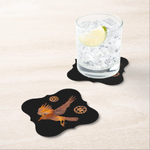 Steampunk, kleurrijk, roestvrij vliegende rij- en  kartonnen onderzetters