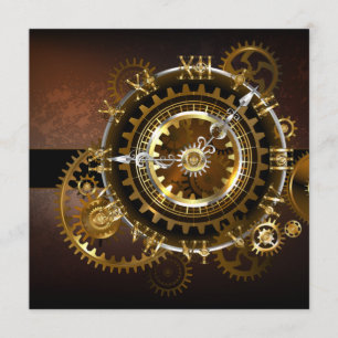 Steampunk-klok met antiek tandwiel advieskaart