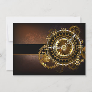 Steampunk-klok met antiek tandwiel bedankkaart