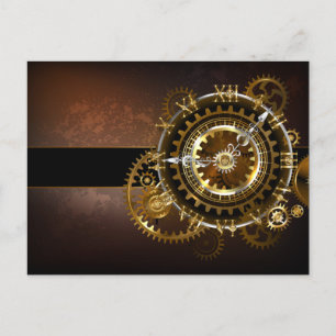 Steampunk-klok met antiek tandwiel briefkaart
