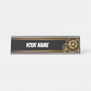 Steampunk-klok met antiek tandwiel bureau naambordje