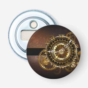 Steampunk-klok met antiek tandwiel button flesopener