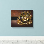Steampunk-klok met antiek tandwiel canvas afdruk (Insitu (Houten vloer))