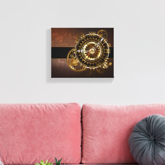 Steampunk-klok met antiek tandwiel canvas afdruk (Insitu (Woonkamer))
