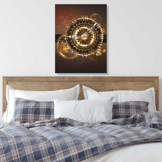 Steampunk-klok met antiek tandwiel canvas afdruk (Insitu (Slaapkamer))