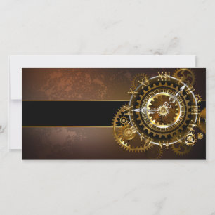 Steampunk-klok met antiek tandwiel feestdagenkaart