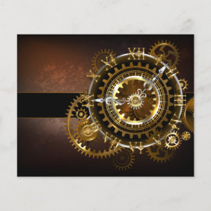Steampunk-klok met antiek tandwiel flyer