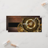 Steampunk-klok met antiek tandwiel kaart (Voorkant / Achterkant in situ)