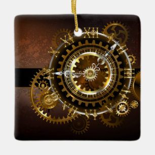 Steampunk-klok met antiek tandwiel keramisch ornament