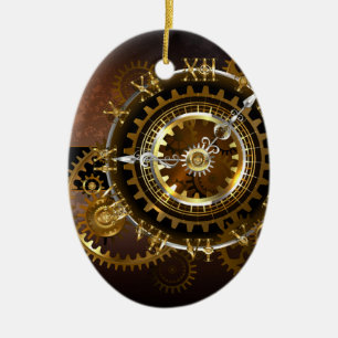 Steampunk-klok met antiek tandwiel keramisch ornament