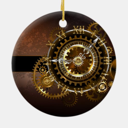 Steampunk-klok met antiek tandwiel keramisch ornament (Achterkant)