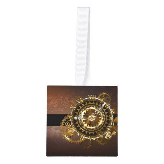 Steampunk-klok met antiek tandwiel kubus ornament (Voorkant)