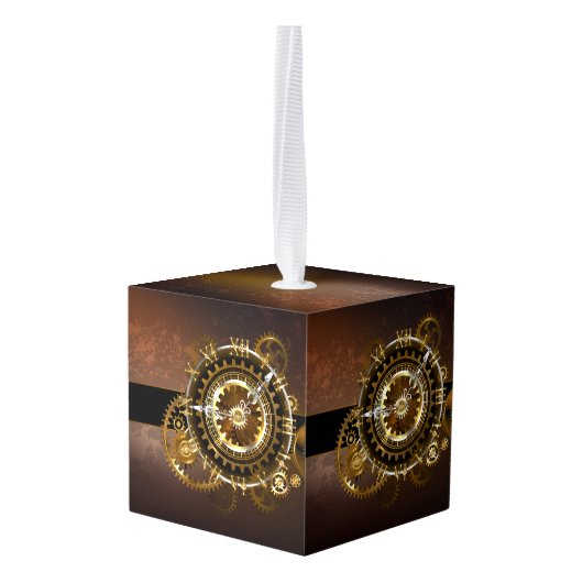 Steampunk-klok met antiek tandwiel kubus ornament (Achter hoekig)