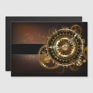 Steampunk-klok met antiek tandwiel magnetische uitnodiging