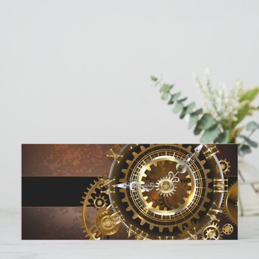 Steampunk-klok met antiek tandwiel menu (Staand voorkant)