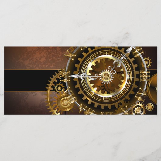 Steampunk-klok met antiek tandwiel menu (Voorkant)