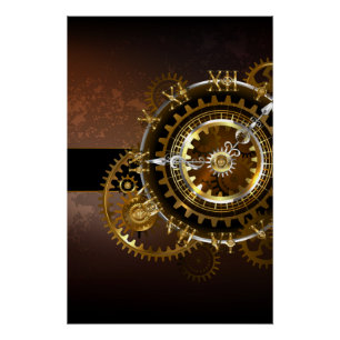 Steampunk-klok met antiek tandwiel perfect poster