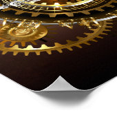 Steampunk-klok met antiek tandwiel poster (Hoek)