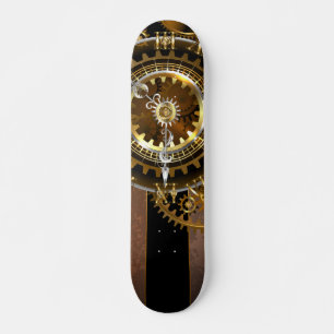 Steampunk-klok met antiek tandwiel skateboard