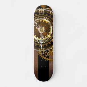 Steampunk-klok met antiek tandwiel skateboard