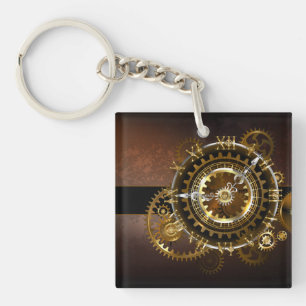 Steampunk-klok met antiek tandwiel sleutelhanger