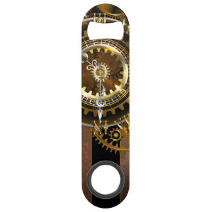 Steampunk-klok met antiek tandwiel speed flessenopener