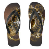Steampunk-klok met antiek tandwiel teenslippers (Voetbed)