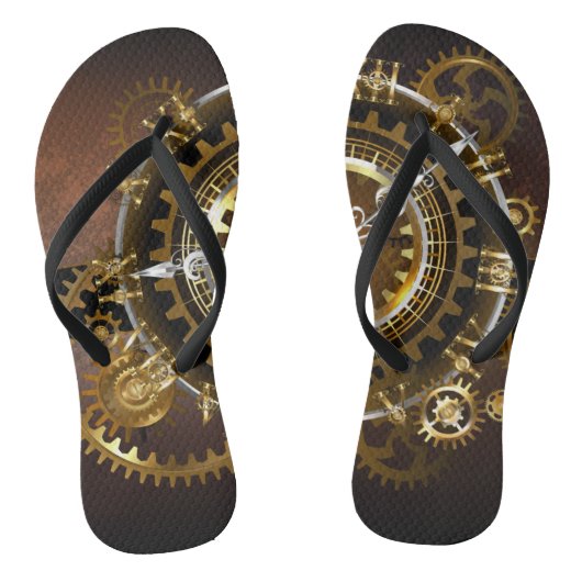 Steampunk-klok met antiek tandwiel teenslippers (Voetbed)