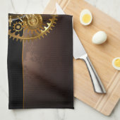 Steampunk-klok met antiek tandwiel theedoek (Quarter Fold)