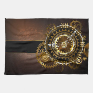 Steampunk-klok met antiek tandwiel theedoek
