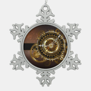 Steampunk-klok met antiek tandwiel tin sneeuwvlok ornament