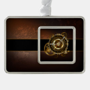 Steampunk-klok met antiek tandwiel verzilverd kader ornament