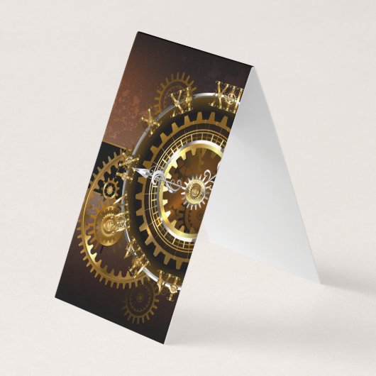 Steampunk-klok met antiek tandwiel visitekaartjes (Voorkant)
