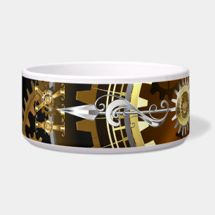 Steampunk-klok met antiek tandwiel voerbakje