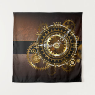Steampunk-klok met antiek tandwiel wandkleed