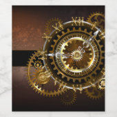 Steampunk-klok met antiek tandwiel wijn etiket (Enkel label)