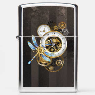 Steampunk-klok met mechanische dragonfly