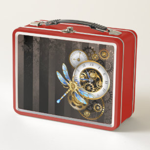Steampunk-klok met mechanische dragonfly