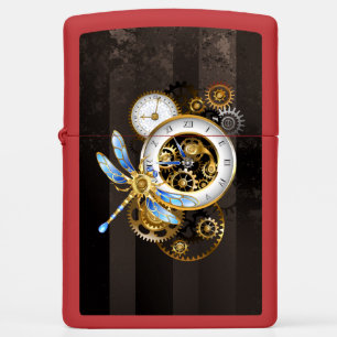 Steampunk-klok met mechanische dragonfly