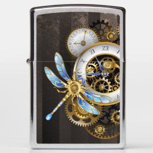 Steampunk-klok met mechanische dragonfly