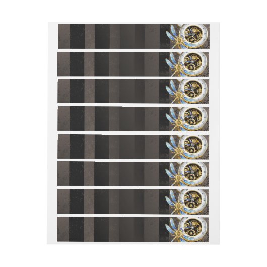 Steampunk-klok met mechanische dragonfly adreslabel wikkel (Vel)